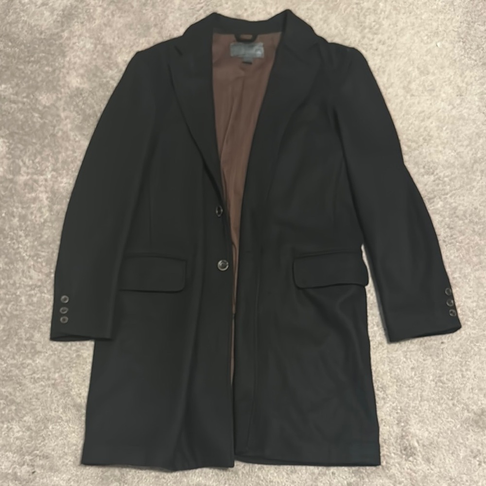 NWOT Old Navy Mens Single Breasted Wool Blend Trench Coat Black Size L